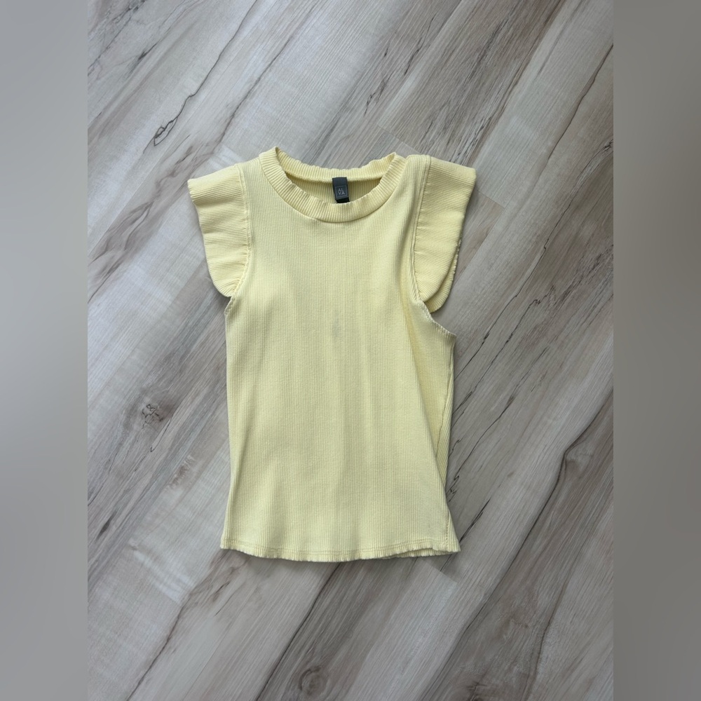Yellow Ruffled Sleeve Women's Tank